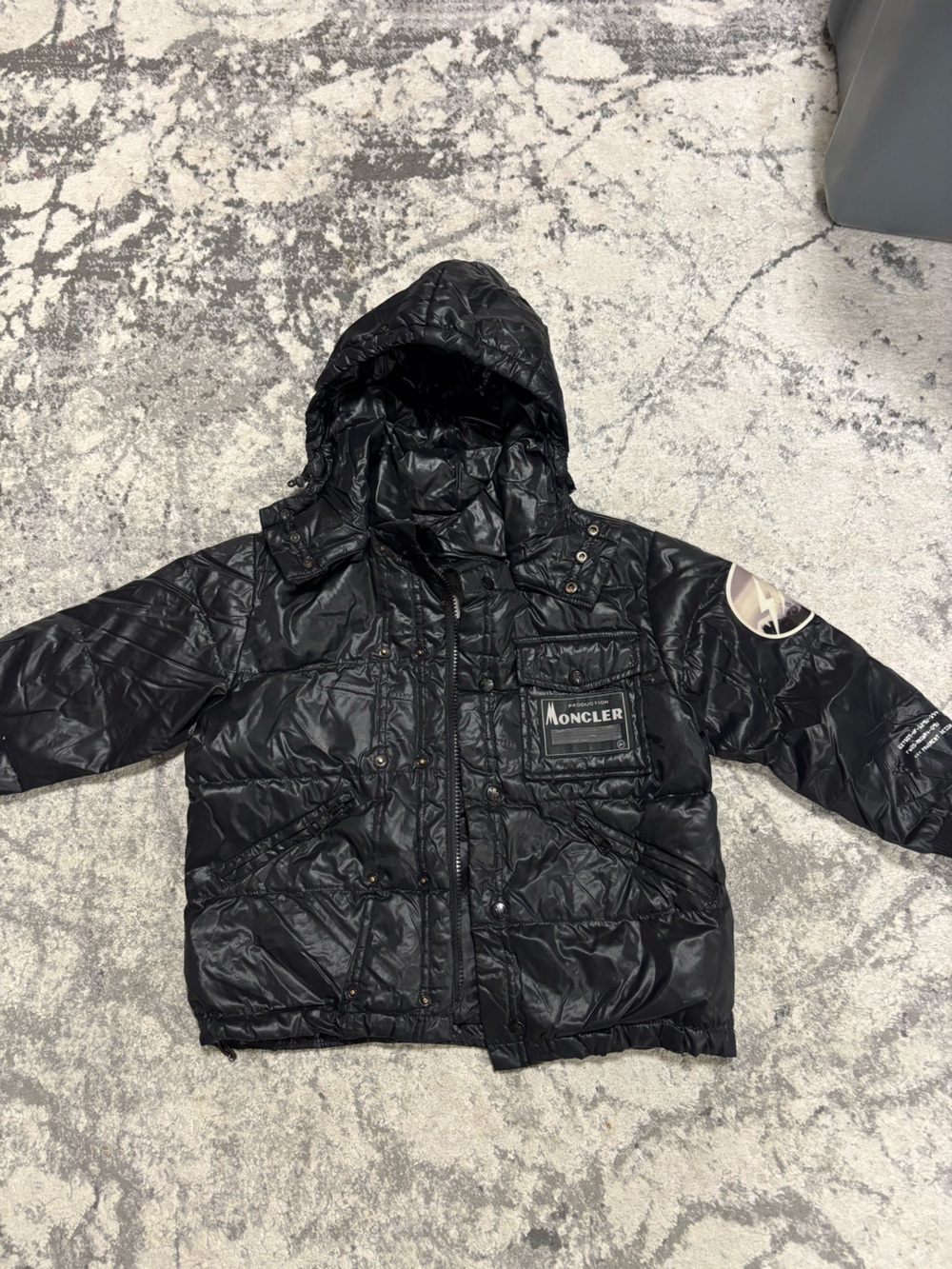 Moncler Kids Black Quilted Hooded Puffer Jacket